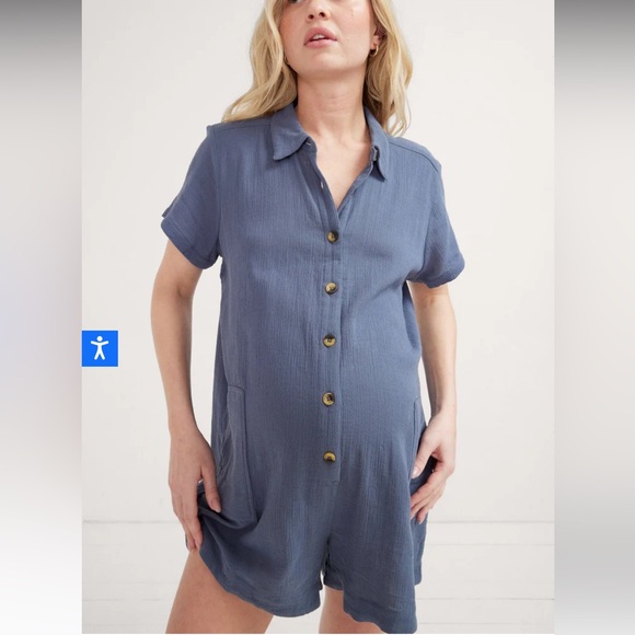 Hatch Blue Maternity Lenora Romper Size 2 - Picture 1 of 8